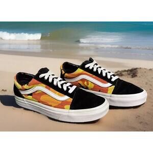 VANS Old Skool Pop Camo Orange Sneakers Womens 10.5 / Mens 9 Fast Shipping
